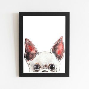 White Chihuahua Dog Print, Watercolor Illustration Art Print Cute Dog Wall Art